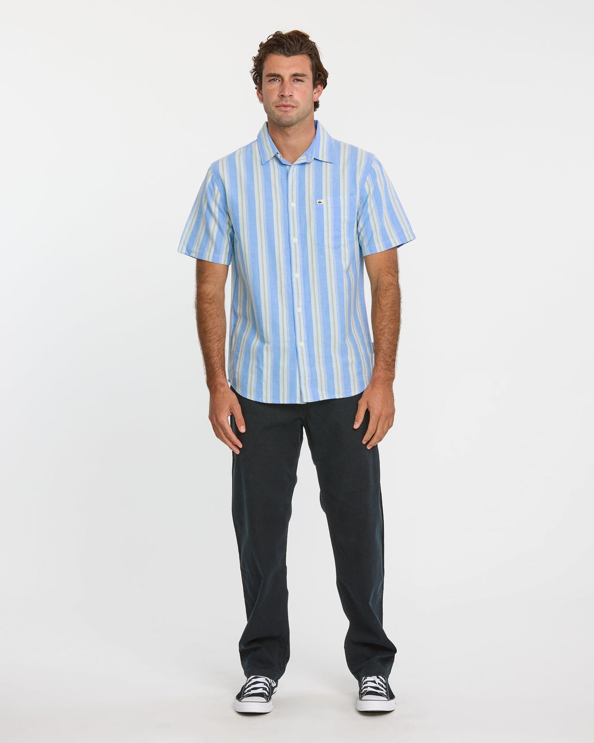 Oxford Stripe Classic Short Sleeve Shirt - Azure | Quick Silver