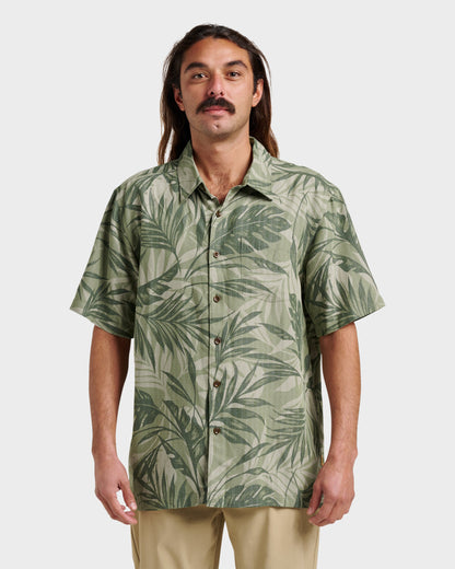 Waterman Botanical Short Sleeve Shirt - Dark Green | Quick Silver