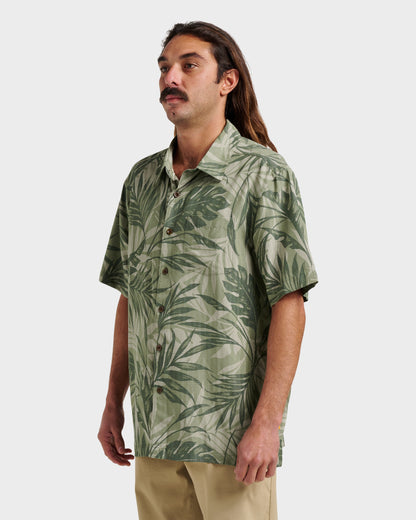 Waterman Botanical Short Sleeve Shirt - Dark Green | Quick Silver