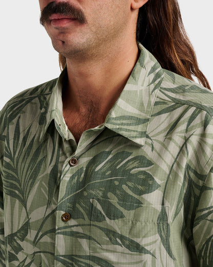 Waterman Botanical Short Sleeve Shirt - Dark Green | Quick Silver