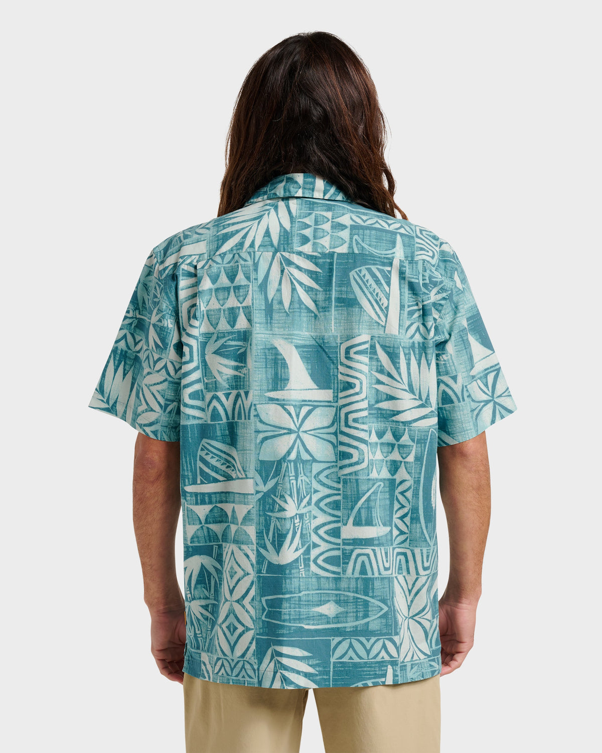 Waterman Talk Story Short Sleeve Shirt - Aqua Sea | Quick Silver