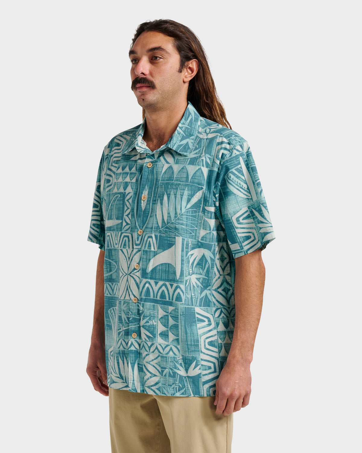 Waterman Talk Story Short Sleeve Shirt - Aqua Sea | Quick Silver