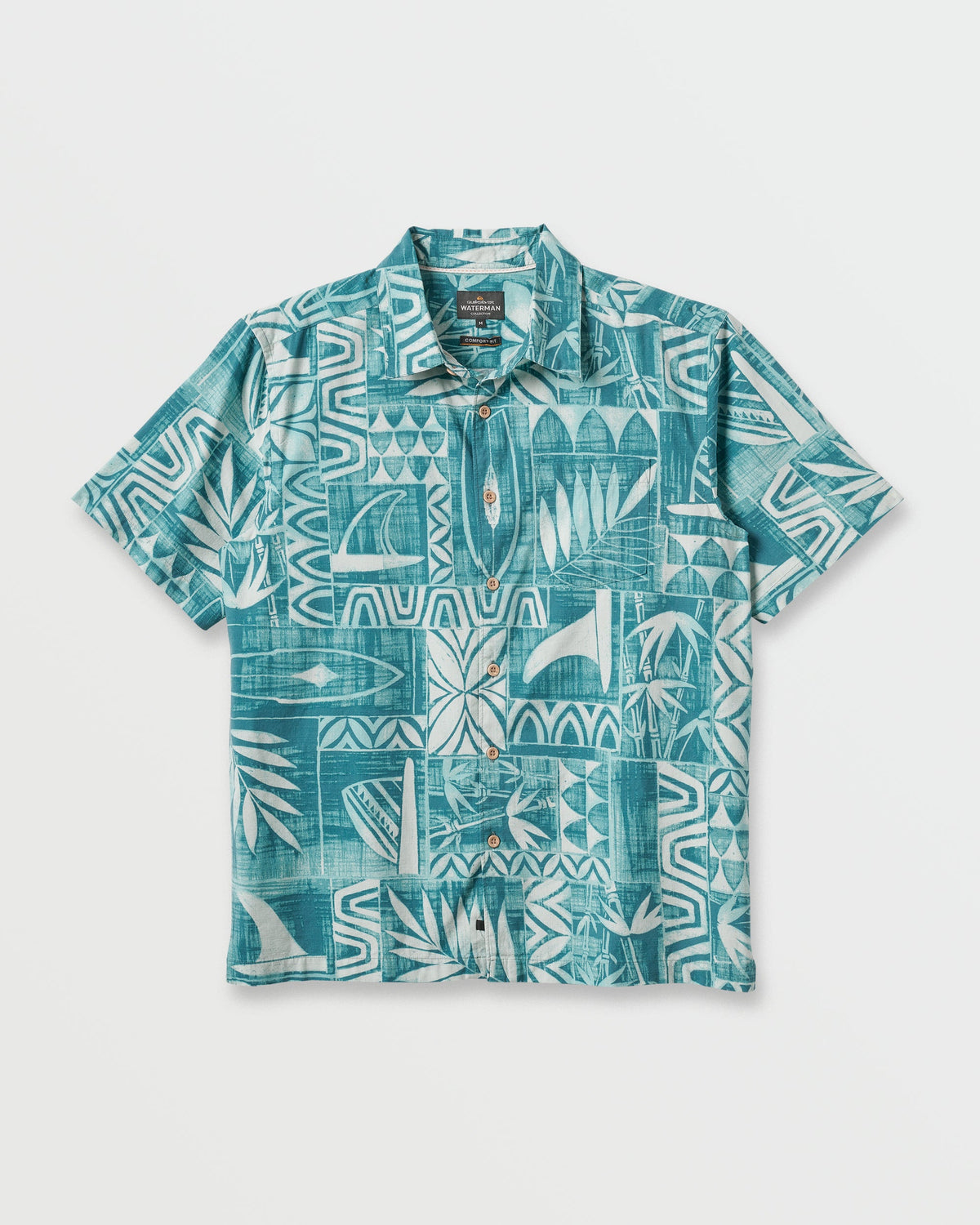Waterman Talk Story Short Sleeve Shirt - Aqua Sea | Quick Silver