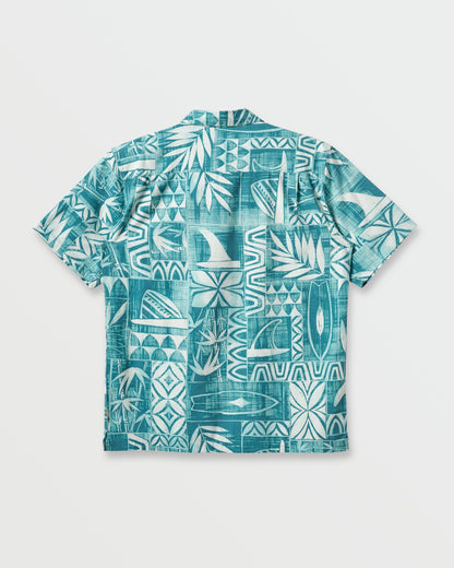 Waterman Talk Story Short Sleeve Shirt - Aqua Sea | Quick Silver
