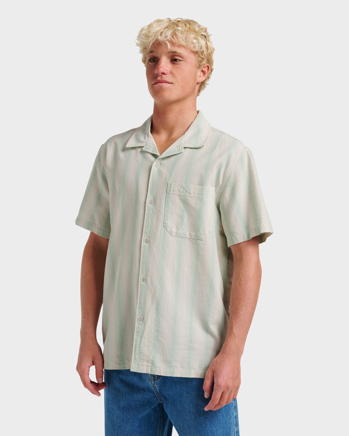 Oxford Stripe Casual Short Sleeve Shirt - Moonstruck | Quick Silver