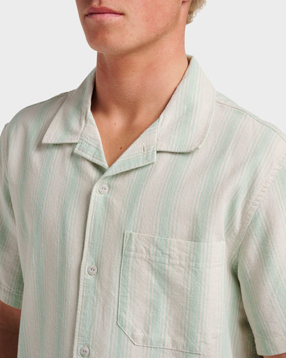 Oxford Stripe Casual Short Sleeve Shirt - Moonstruck | Quick Silver