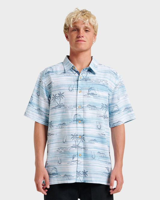 Waterman Island Daze Short Sleeve Shirt - Aqua Sea | Quick Silver