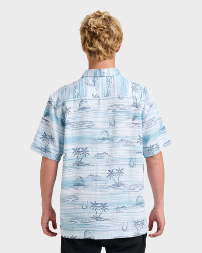 Waterman Island Daze Short Sleeve Shirt - Aqua Sea | Quick Silver