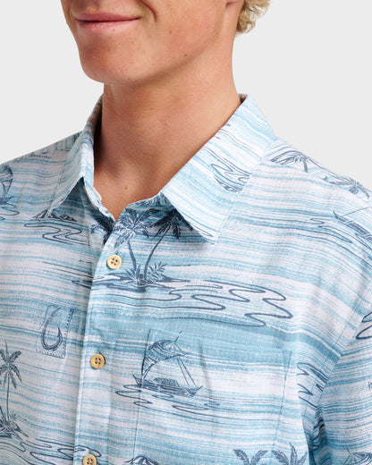 Waterman Island Daze Short Sleeve Shirt - Aqua Sea | Quick Silver
