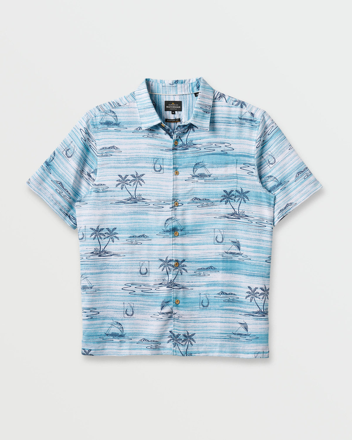 Waterman Island Daze Short Sleeve Shirt - Aqua Sea | Quick Silver