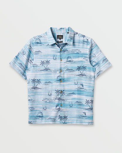 Waterman Island Daze Short Sleeve Shirt - Aqua Sea | Quick Silver