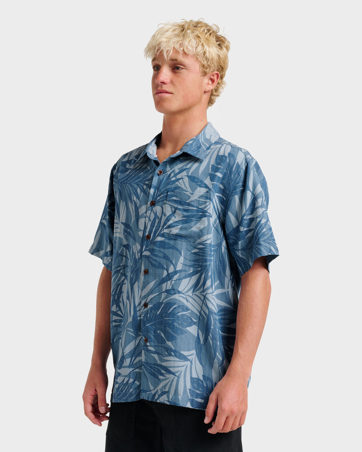 Waterman Botanical Short Sleeve Shirt - Midnight Navy | Quick Silver