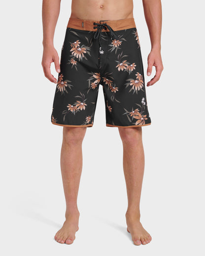 Surfsilk Costal Flora 19" Boardshorts - Black | Quick Silver